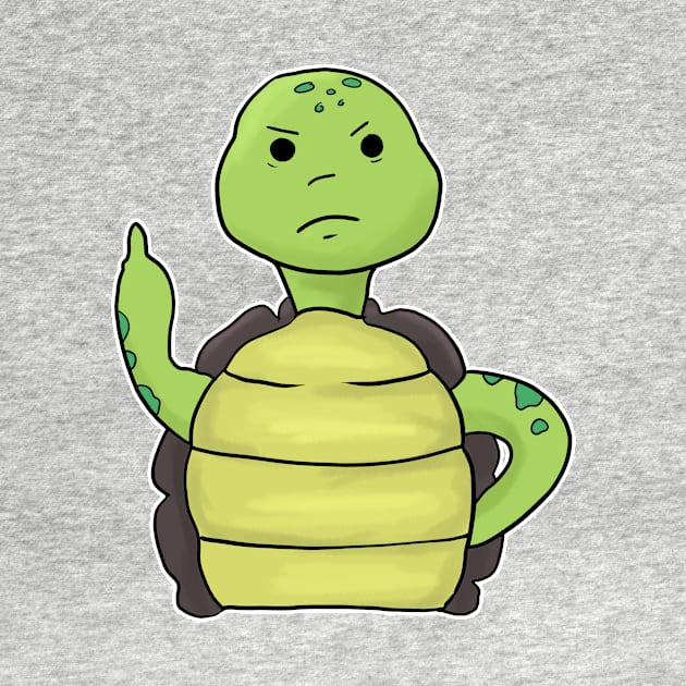 Grumpy Turtle Holding Middle finger funny gift by Mesyo